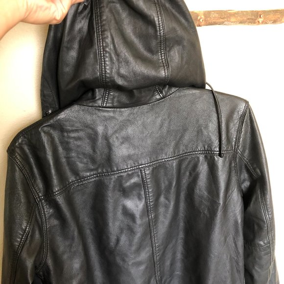 Jack London Leather Jacket with Hood - Picture 2 of 9